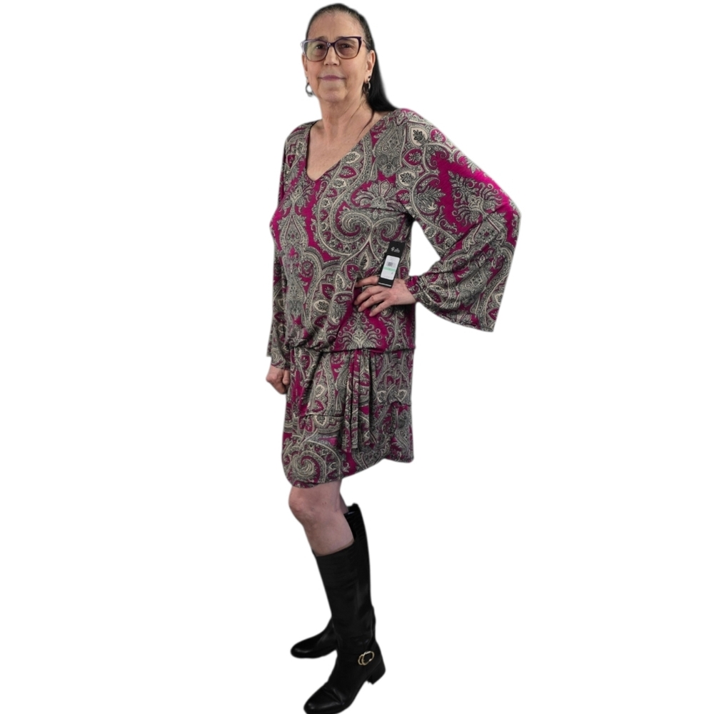Karl Lagerfeld Paisley Dress, Rare,  Hard To Find! - Picture 5 of 16